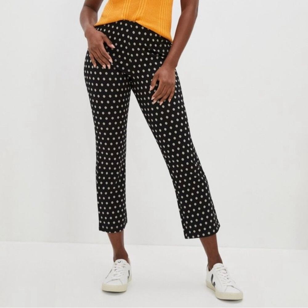 Anthropologie Daisy Print Mikayla Cropped Flare Pull on Pant Black XS